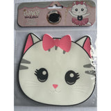 Suport Pentru Pahar, Model Pisicuta, Din Pvc, 15.5 X 15.5 Cm, Rezistent La Caldura, Alb/Roz - vivimall.ro