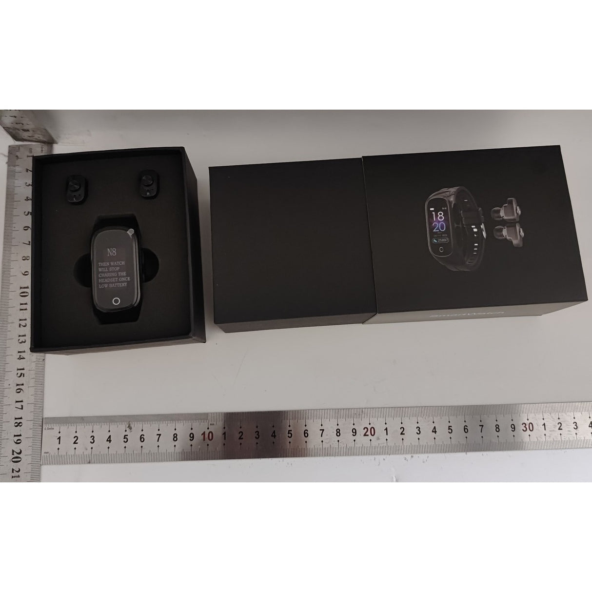 Ceas Smartwatch 2 in 1, cu Casti Bluetooth, N8 TWS, Plug in Lateral, Afisaj 1.47 inch, Rezolutie 172*320, Negru - vivimall.ro