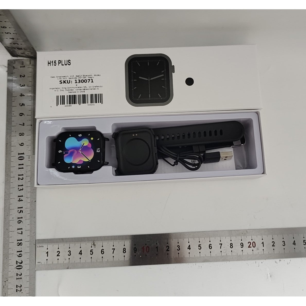 Ceas Smartwatch, Flippy, Editia H15, Apeluri Bluetooth, Afisaj 1.81 inch, Rezolutie 240 x 284, Puls, Siri, Baterie 180 mAh, Negru - vivimall.ro