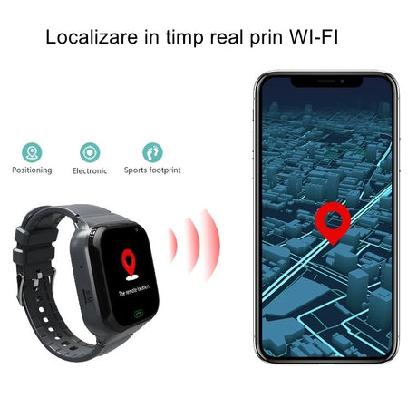 Ceas Smartwatch Pentru Copii LT31E-4G cu Functie Telefon, Localizare GPS, Istoric traseu, Apel de Monitorizare, Camera, Negru - vivimall.ro