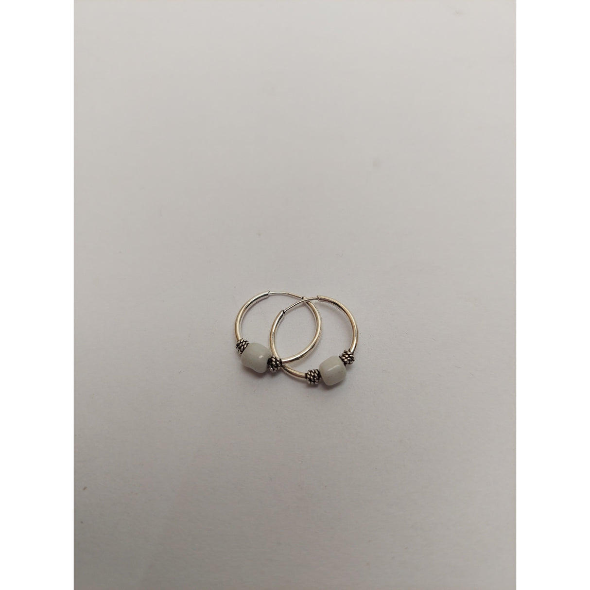 Cercei Argint 925 Creole 12 mm cu Piatra Alba, Jolie Silver, 0.8g, 1.5 cm x 1.4 cm - vivimall.ro