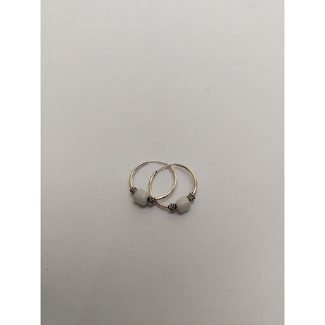 Cercei Argint 925 Creole 12 mm cu Piatra Alba, Jolie Silver, 0.8g, 1.5 cm x 1.4 cm - vivimall.ro