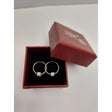 Cercei argint 925 creole cu piatră albă Jolie Silver, 12 mm, vedere frontală, fond alb
