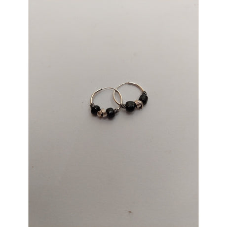Cercei Argint 925 Creole 12 Mm Cu Pietre Negre, Jolie Silver, 1.2G