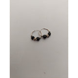 Cercei Argint 925 Creole 12 mm cu Pietre Negre, Jolie Silver, 1.2g, 1 cm x 1.4 cm - vivimall.ro