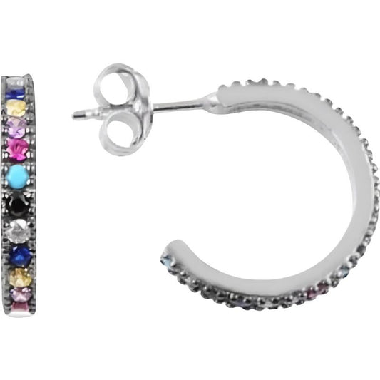 Cercei Argint 925 Creole cu Pietre Colorate - vivimall.ro
