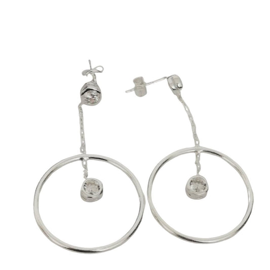 Cercei Argint 925 cu Lantisor si Cerc 23 mm - vivimall.ro