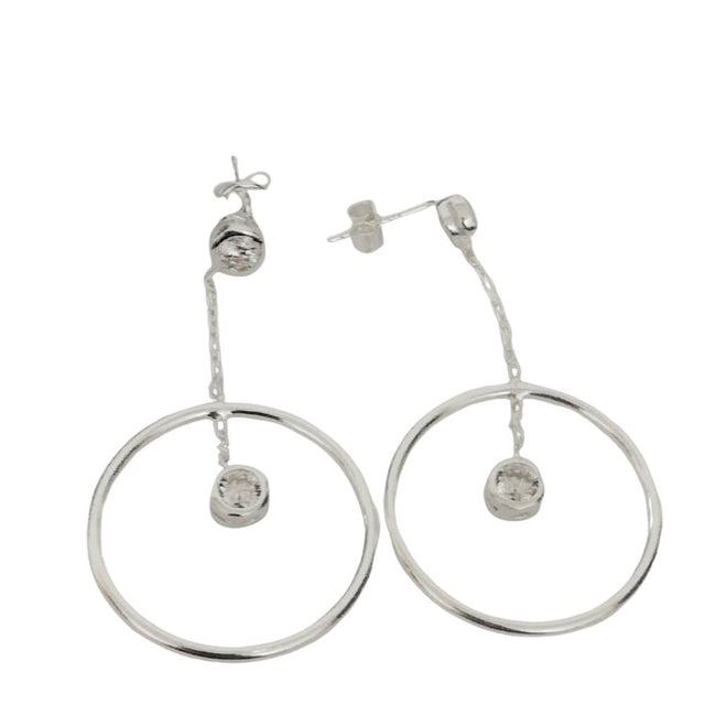 Cercei Argint 925 cu Lantisor si Cerc 23 mm - vivimall.ro