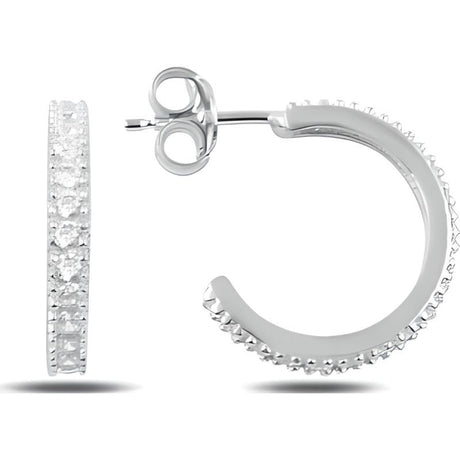 Cercei Argint 925 cu Zirconii, model Semicerc cu Surub - vivimall.ro