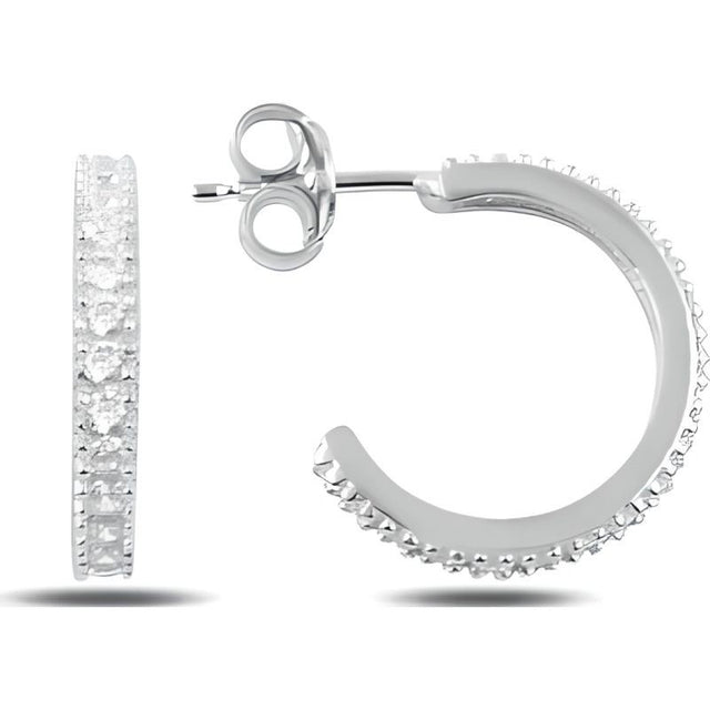 Cercei Argint 925 cu Zirconii, model Semicerc cu Surub - vivimall.ro