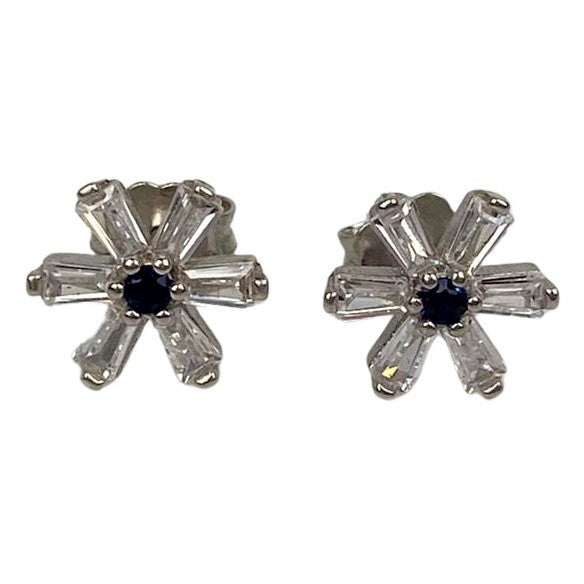 Cercei Argint 925, Floare Cu Zirconii Astre