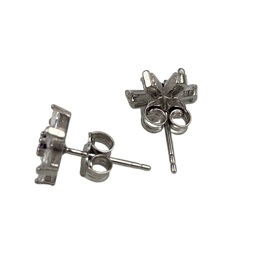 Cercei Argint 925, Floare Cu Zirconii Astre