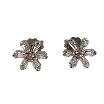 Cercei Argint 925, Floare Cu Zirconii