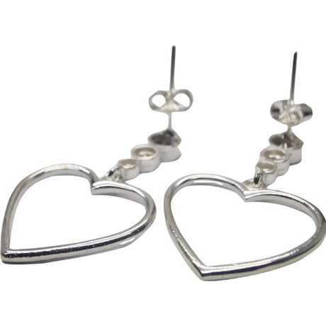 Cercei Argint 925 Inima Contur cu Trei Pietre - vivimall.ro