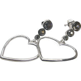 Cercei Argint 925 Inima Contur cu Trei Pietre - vivimall.ro