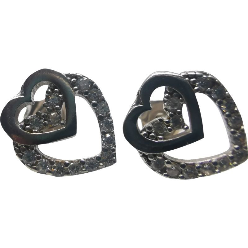 Cercei Argint 925 Inimi Unite cu Pietre - vivimall.ro