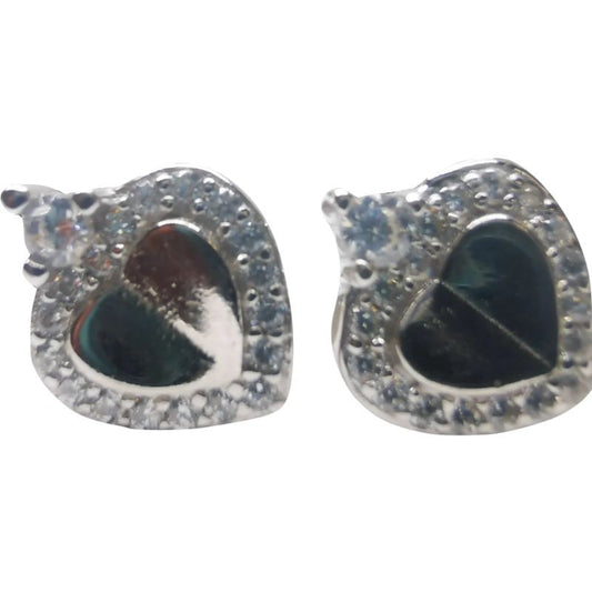 Cercei Argint 925 Inimioara cu o Piatra si Minizirconii