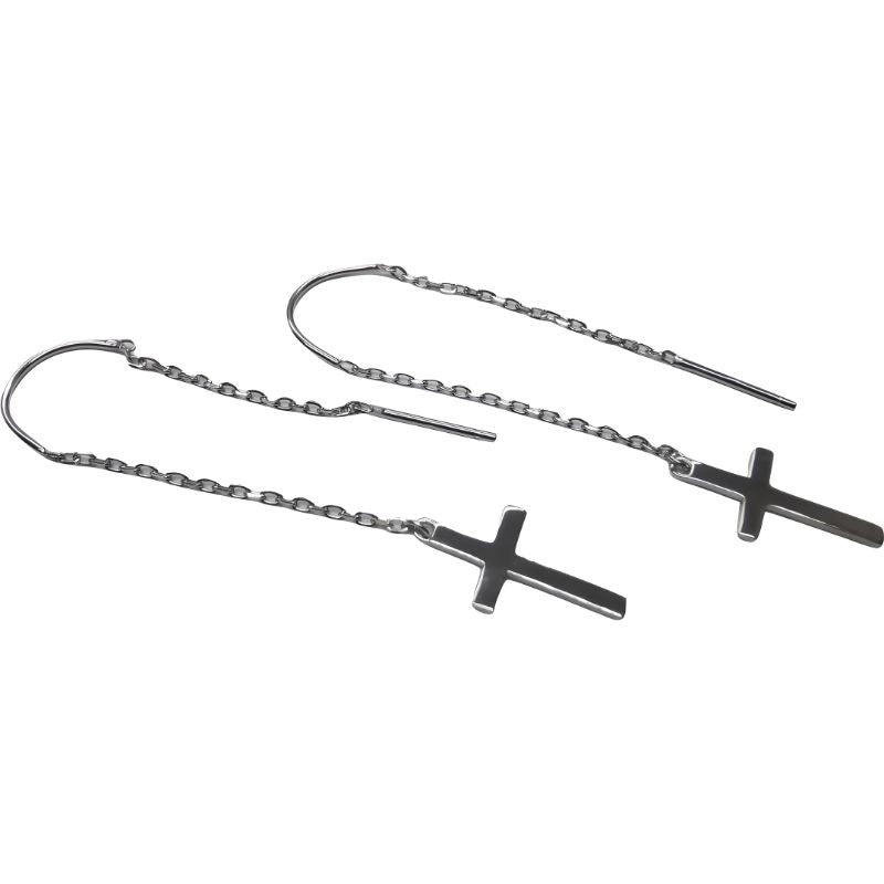 Cercei Argint 925 Lantisor Cu Cruce