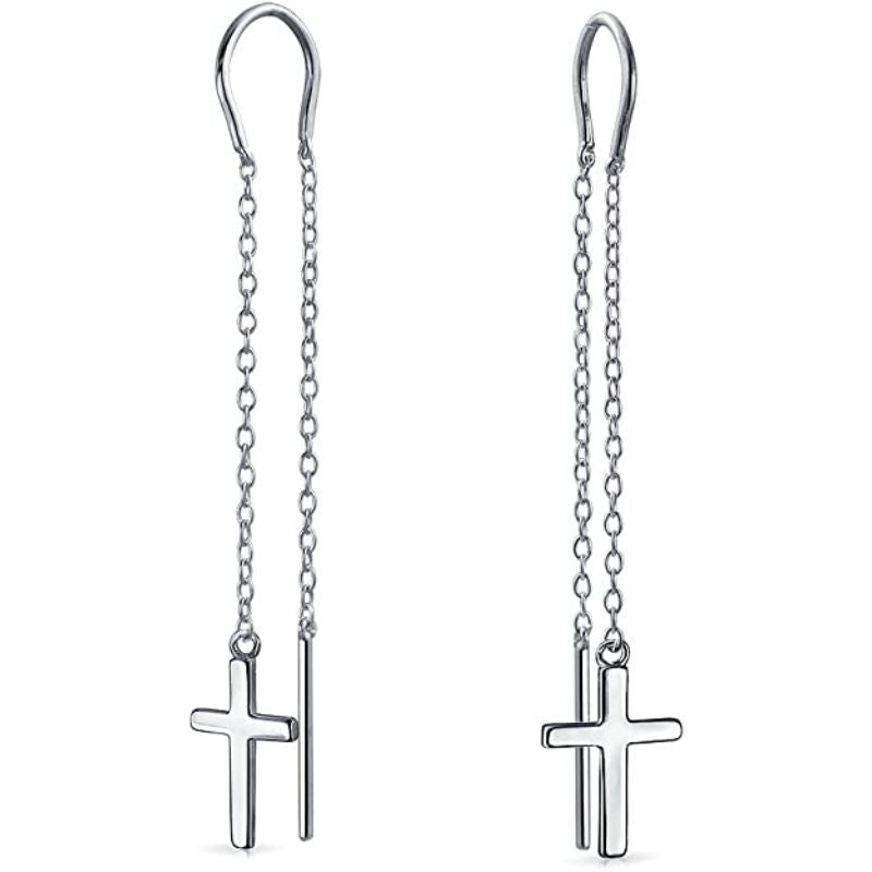 Cercei Argint 925 Lantisor Cu Cruce
