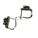 Cercei Argint 925 Oval cu Zirconiu Verde si Marcasite - vivimall.ro