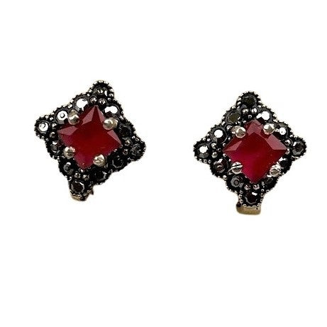 Cercei Argint 925 Romb Cu Zirconiu Si Marcasite