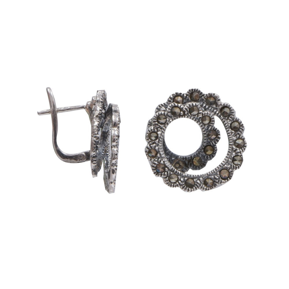 Cercei Argint 925 Spirala Cu Marcasite
