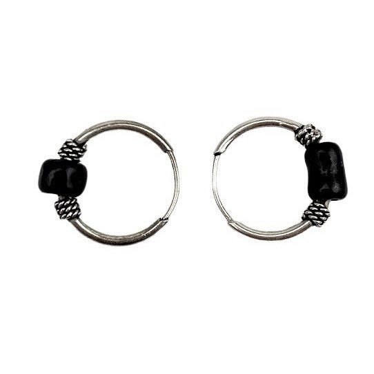 Cercei Argint 925 Tortite Mici Cu Piatra Neagra - vivimall.ro