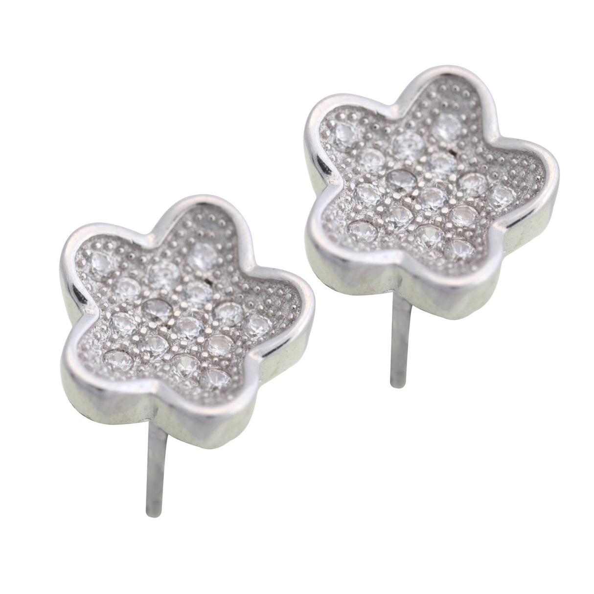 Cercei cu zirconiu (Floare), Argint 925