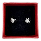 Cercei Dama Copii, Jolie, Argint 925, Model Floare cu Pietricele, 1.5 g, Argintiu - vivimall.ro