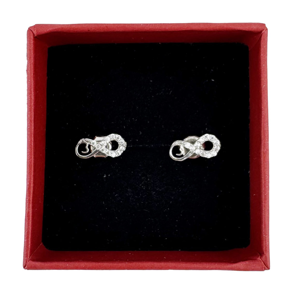 Cercei Dama Copii, Jolie, Argint 925, Model Infinit cu Pietricele, 1.5 g, Argintiu - vivimall.ro