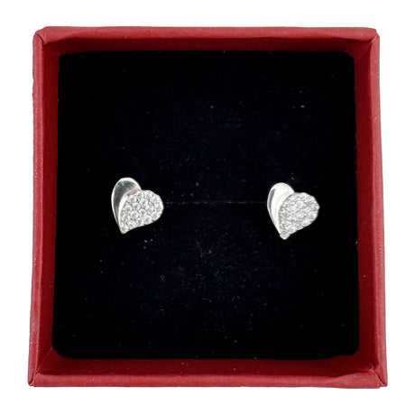 Detaliu cercel inimioare Jolie argint 925 cu pietricele strălucitoare, sistem închidere tije