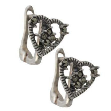 Cercei Din Argint 925 Cu Marcasite, Inima
