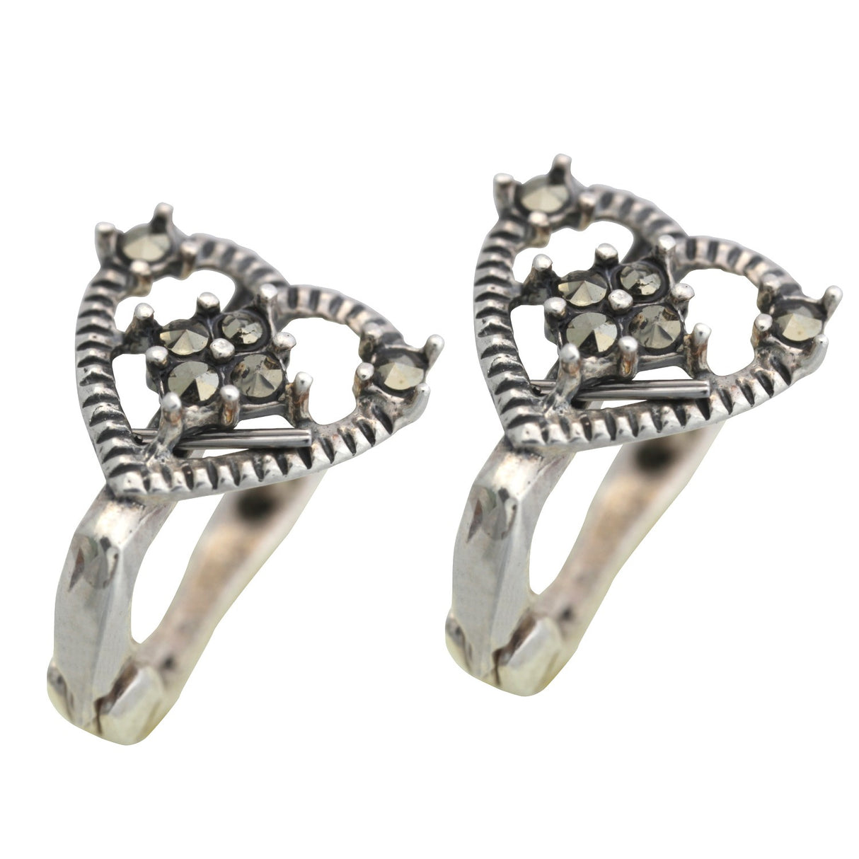 Cercei Din Argint 925 Cu Marcasite, Inima