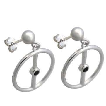 Cercei din Argint 925, model Cerc cu Onix - vivimall.ro