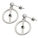 Cercei din Argint 925, model Cerc cu Onix - vivimall.ro