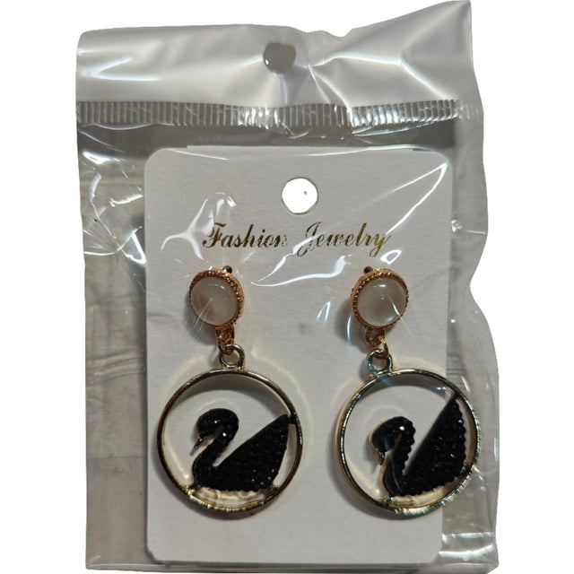 Cercei lebeda neagra, din otel inoxidabil - vivimall.ro