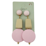 Cercei Dama de Primavara, Jolie, Model Forme Geometrice, Eleganti si Moderni, 7 x 2 cm per unitate, Galben/Roz - vivimall.ro