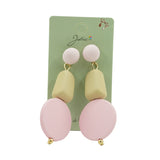 Cercei Dama de Primavara, Jolie, Model Forme Geometrice, Eleganti si Moderni, 7 x 2 cm per unitate, Galben/Roz - vivimall.ro