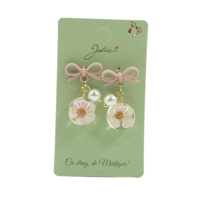 Cercei Dama de Primavara, Jolie, Model Floare in Glob, Eleganti si Moderni, 3 x 1 cm per unitate, Roz - vivimall.ro