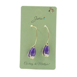 Cercei Dama de Primavara, Jolie, Model Flori Iris, Eleganti si Moderni, 7 x 1 cm per unitate, Mov - vivimall.ro