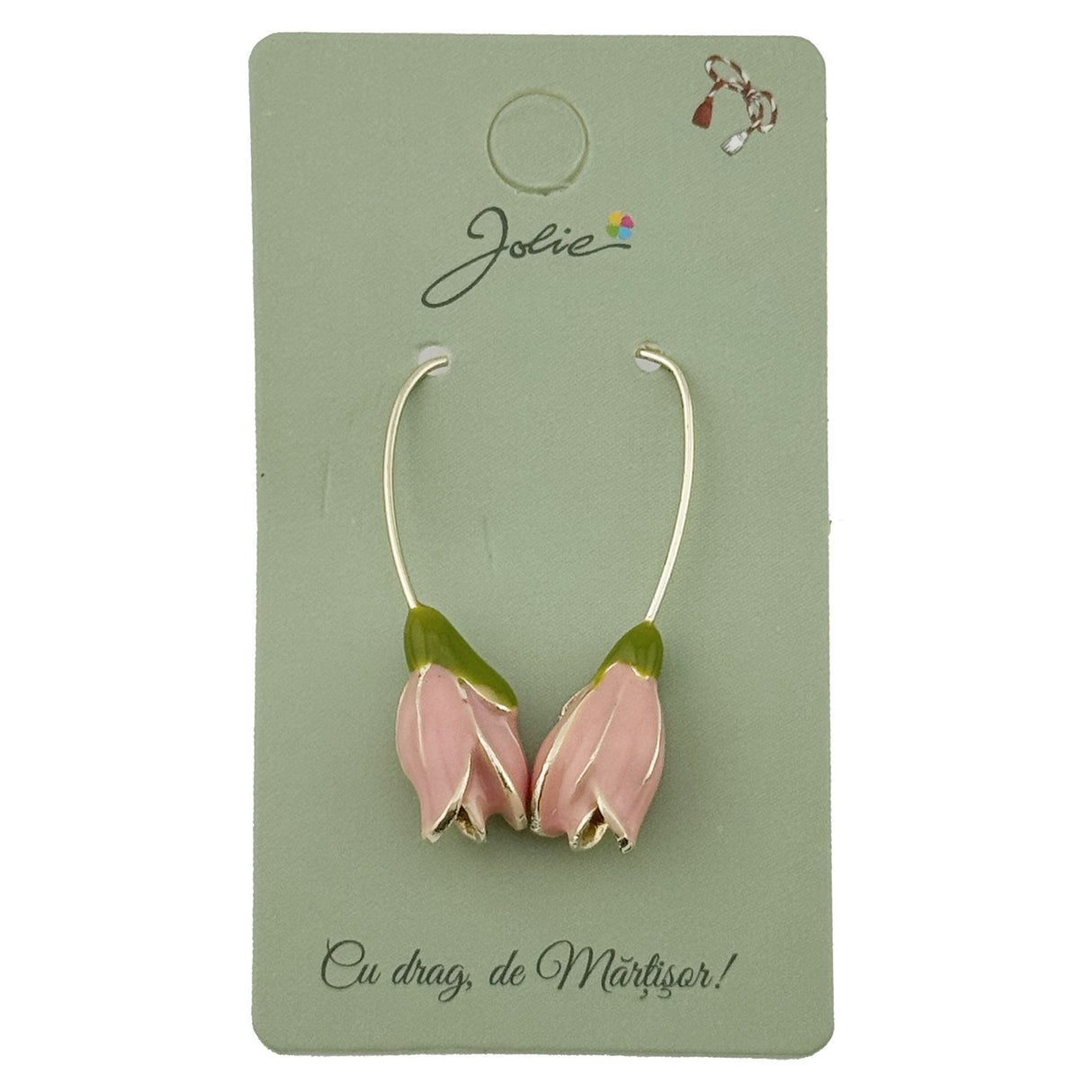 Cercei Dama de Primavara, Jolie, Model Flori Lalele, Eleganti si Moderni, 7 x 1 cm per unitate, Roz - vivimall.ro