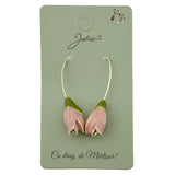 Cercei Dama de Primavara, Jolie, Model Flori Lalele, Eleganti si Moderni, 7 x 1 cm per unitate, Roz - vivimall.ro