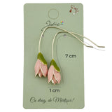 Cercei Dama de Primavara, Jolie, Model Flori Lalele, Eleganti si Moderni, 7 x 1 cm per unitate, Roz - vivimall.ro