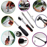 Chei tubulare Set 46 de Piese, Vivimall, Trusa Scule de Reparatii Auto, Prelungitoare Rigid si Flexibil, Articulatie Cardanica, Antrenor de Forta Glisant, Adaptoare, Maner pentru Surubelnita, 23 x 12 x 4 cm, 1.9 kg, Cutie Rosie - vivimall.ro