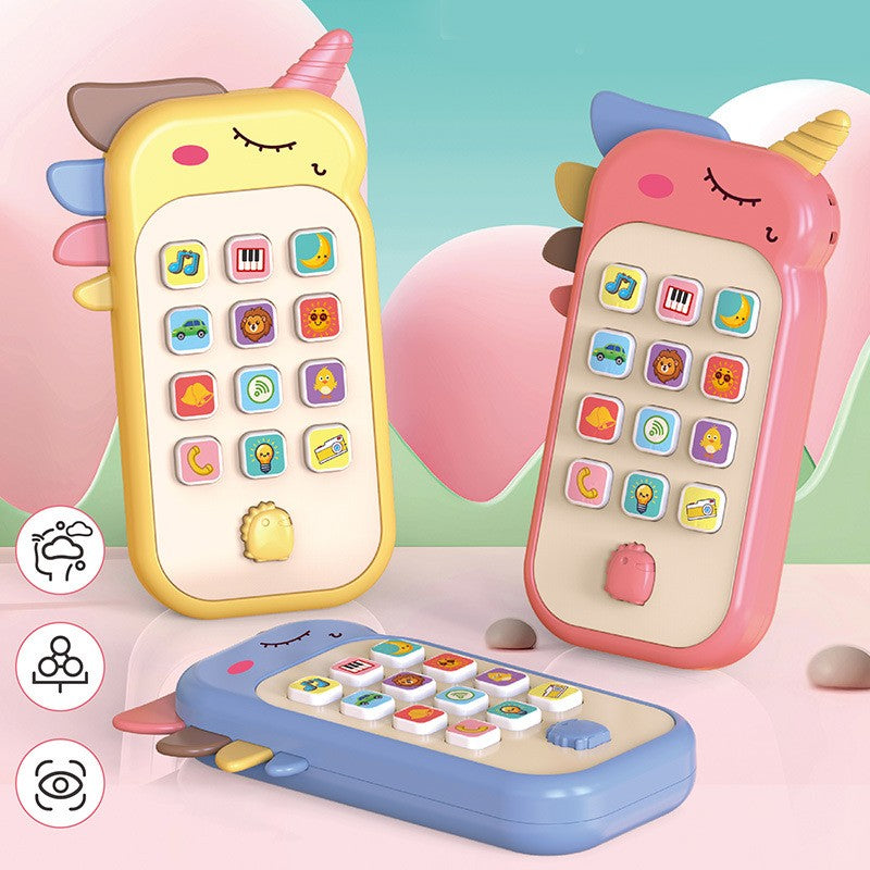 Jucarie Interactiva, Flippy, Telefon Inteligent, Model Unicorn, Functii Educative, Muzicale si Voce, 4-6 ani, 19 x 11.5 cm, din Plastic, Galben
