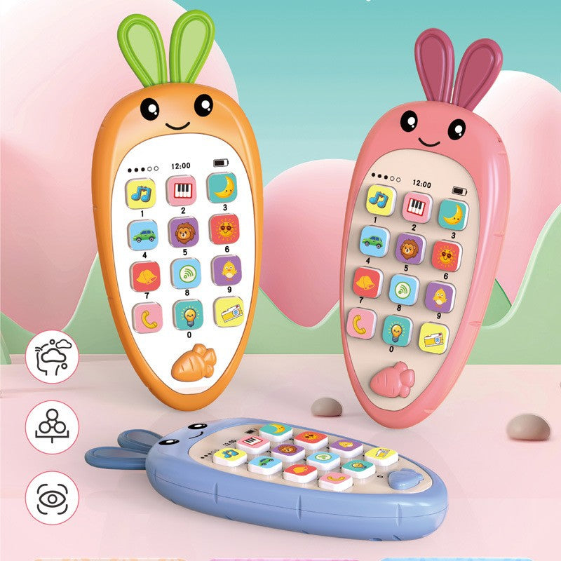 Jucarie Interactiva, Flippy, Telefon Inteligent, Model Morcov, Functii Educative, Muzicale si Voce, 4-6 ani, 19 x 11.5 cm, din Plastic, Portocaliu