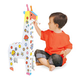 Jucarie Educativa pentru Copii, Flippy, Model Girafa 3D, Set de Asamblat si Colorat din Carton, Puzzle 3D Educativ, 31 x 7.5 x 54 cm, 3+ ani, Alb - vivimall.ro