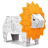 Jucarie Educativa pentru Copii, Flippy, Model Leu 3D, Puzzle 3D de Asamblat si Colorat din Carton, Educativ, 41 x 12 x 33 cm, 3+ ani, Alb - vivimall.ro