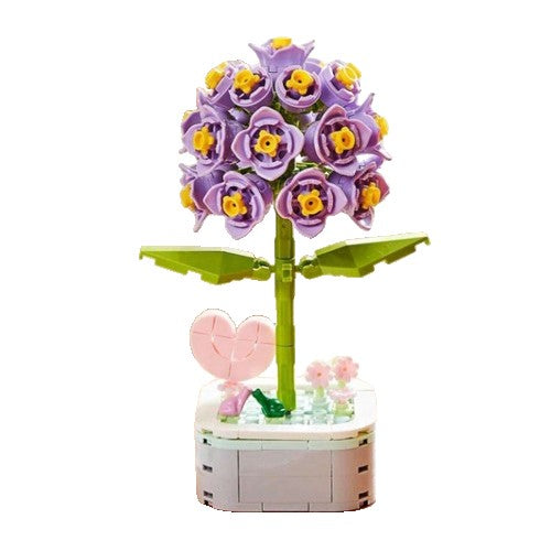 Set de Constructie Zambila in Ghiveci, Vivimall, 4 Ani, Ornament Creativ, 16.5x6.2 cm, Mov - vivimall.ro