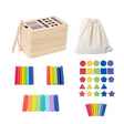 Jucărie educativă Montessori Flippy din lemn, set 56 piese colorate, vedere de ansamblu frontală